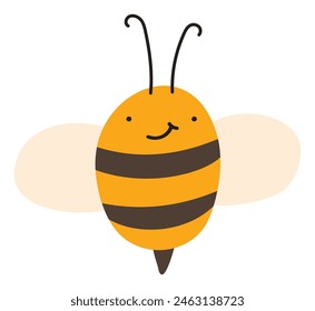 Fly Bee proud Emoji Icon. Cute kid character. Object summer Symbol flat Vector Honey Art. Cartoon element for web or typographic design, poster