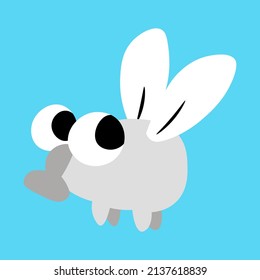Fly beetle flat cartoon isolated illustration