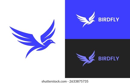 Fly bird animal vector logo design template for brand 