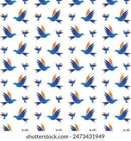 Fly Bird favored trendy multicolor repeating pattern vector illustration design