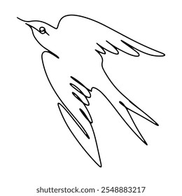 Fly Bird Graphic Design Decoration Vector Line Art