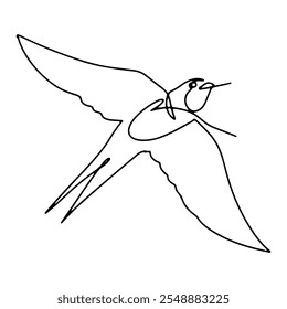 Pássaro de mosca Design Gráfico Decoração Vetor Linha Arte