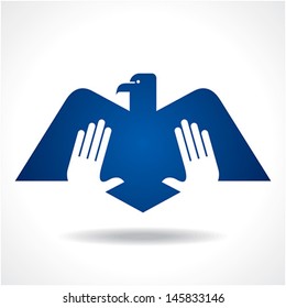 Fly of bird to hand. creative idea