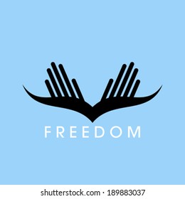 fly of bird to hand. creative idea