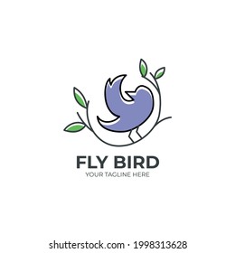 Fly Bird Logo Design Template.Vector Illustration