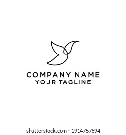 Fly bird logo icon vector. Design isolated black on white background