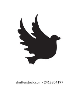 Fly bird logo icon vector. Design isolated black and grey on white background. Design for illustration, identity, web, symbol, card, template. Set 13