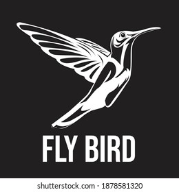 fly bird logo on isolated black background