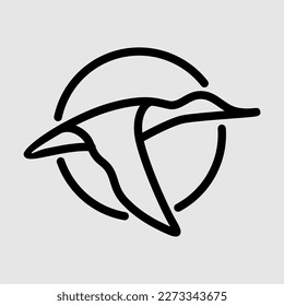 Fly Bird Minimalist Logo, Tattoo Design, Flat Symbol