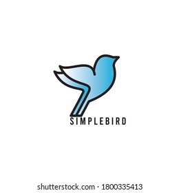 Fly bird Simple. bird line art logo design vector inspiration Premium Vector
