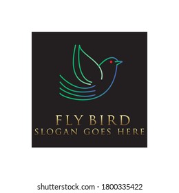 Fly bird Simple. bird line art logo design vector inspiration Premium Vector