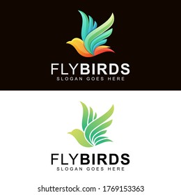 Fly birds or dove beauty logo design vector template two version