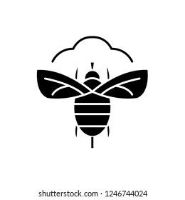 Fly black icon, vector sign on isolated background. Fly concept symbol, illustration 