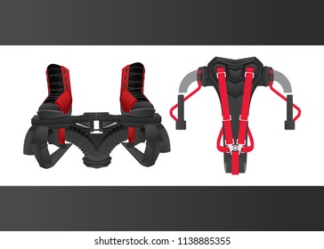 FLY BOARD STARTING EQUIPMENT EXTREME OUTDOOR WATER SPORT VECTOR