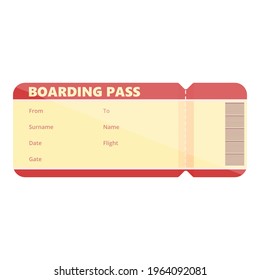 Fly boarding pass icon. Cartoon of Fly boarding pass vector icon for web design isolated on white background