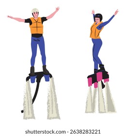 Fly boarding is a type of water sport that is done using high-pressure water that can propel someone to fly high above the water