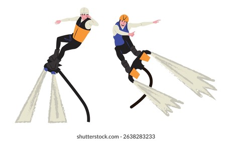 Fly boarding is a type of water sport that is done using high-pressure water that can propel someone to fly high above the water