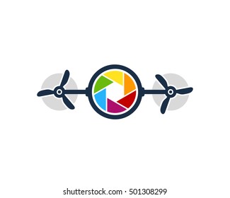 Fly Camera Drone Photography Logo Design Template