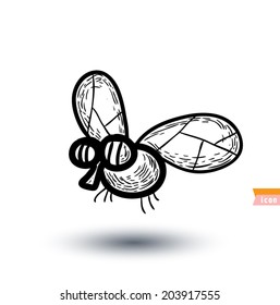 Fly cartoon, vector illustration.