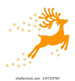 Fly christmas reindeer sign - stock vector