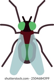 Fly color icon. Pest symbol. Wild insect