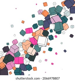 Fondo vectorial de cubos 3d de color volando. Eps 10