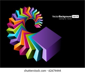 fly colorful 3d cubes vector background. Eps 10