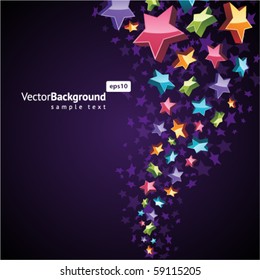 Fly colorful stars vector background background