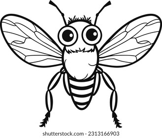 Fly, colouring book for kids, vector illustration