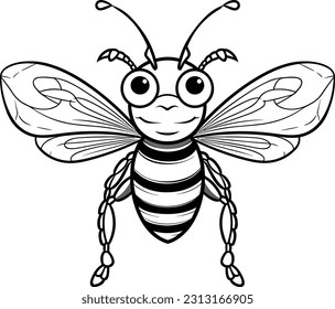 Fly, colouring book for kids, vector illustration