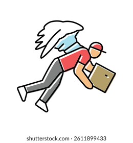 fly courier color icon vector. fly courier sign. isolated symbol illustration