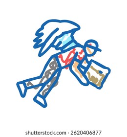 fly courier ícone de doodle esboço vetor. sinal fly courier. ilustração de símbolo isolado