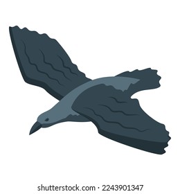 Fly crow icon isometric vector. Raven bird. Nature animal