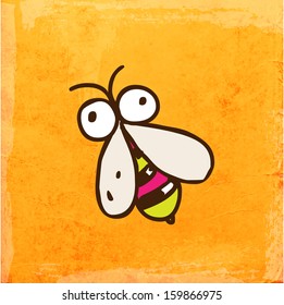 Fly. Cute Hand Drawn Vector illustration, Vintage Paper Texture Background