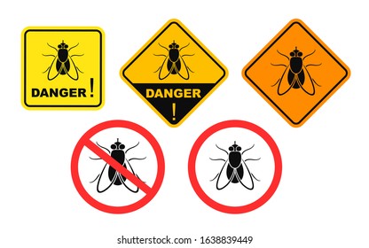 Fly danger sign. Isolated fly on white background