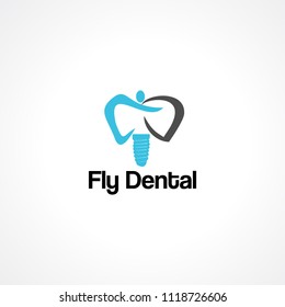 fly dental logo vector, icon, element, and template