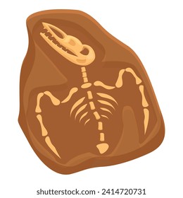 Fly dinosaur skeleton icon cartoon vector. Mud layer fossil. Bone evolution