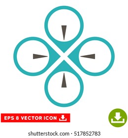 Fly Drone EPS vector pictograph. Illustration style is flat iconic bicolor grey and cyan symbol on white background.