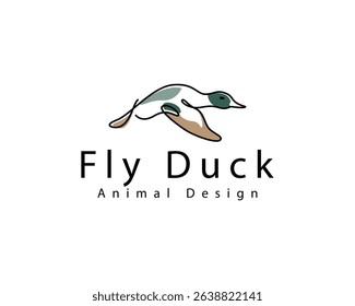 fly duck logo creative design concept animal line art