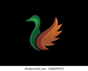 Fly Duck Premium Gradient Logo Illustration