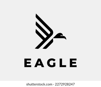 Fly Eagle Hawk Falcon American Flight Wing Abstract Lines Simple Minimal Luxury Vector Logo Design