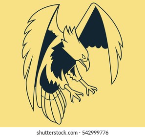 Fly Eagle Line Art
