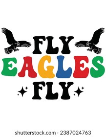 Fly Eagle Fly Retro, T- shirt Design, Eagle T shirt, Cut File