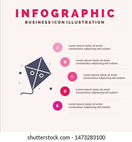 Fly, Easter, Kite, Spring Solid Icon Infographics 5 Steps Presentation Background