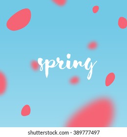 Fly falling pink red petals background. vector spring template.