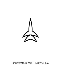 Fly fighter line icon. Simple style no war poster background symbol. Logo design element. T-shirt printing. Vector for sticker.