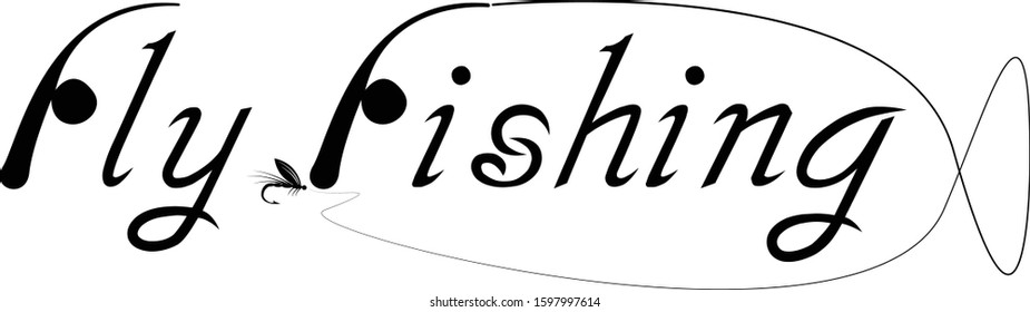 Fly fisherman fishing.clip art black fishing on white background - Vector