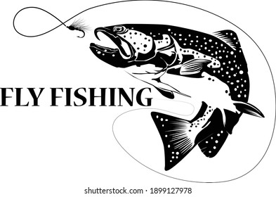 Fly fisherman fishing graphic