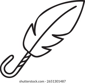 Fly Fishing Hook With Feather Black Icon, Lure Bait Hook, Editable Fish Catching Tool, Clean Black Line Design, Sport Angler Icon