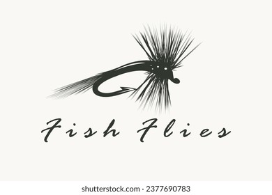 fly fishing icon logo design vector flat modern isolated illustration